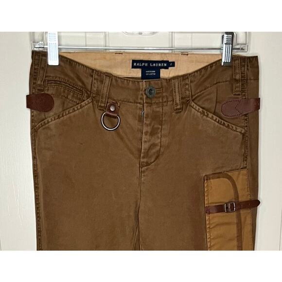 Ralph Lauren Button-fly Equestrian Pants with Leather Accents Size 2 - Picture 2 of 8